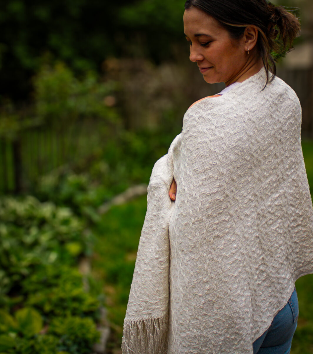 Ivory Ring Alpaca Shawl - Woven Wearables - Susan Balascio