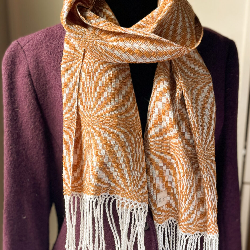 susan balascio - handwoven scarf - groovy caramel