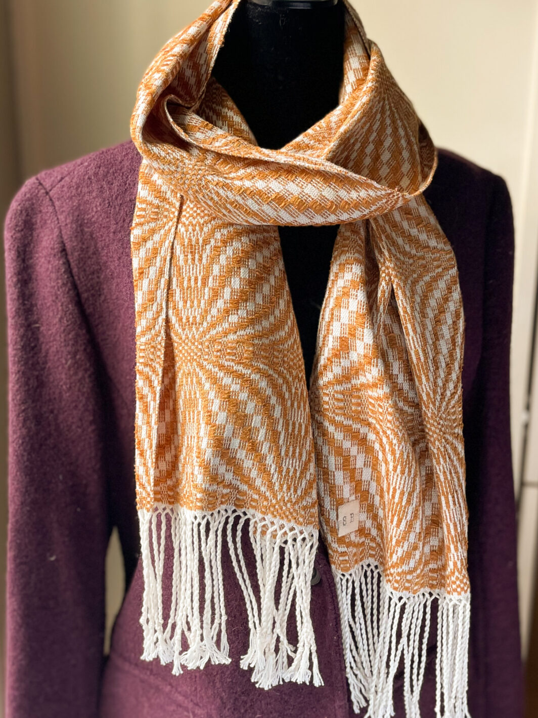 susan balascio - handwoven scarf - groovy caramel